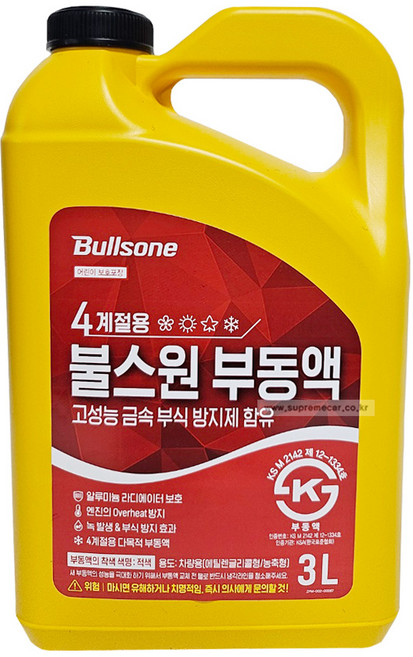 불스원 부동액 3L 적색 자동차 냉각수 사계절 차량용, 1개
