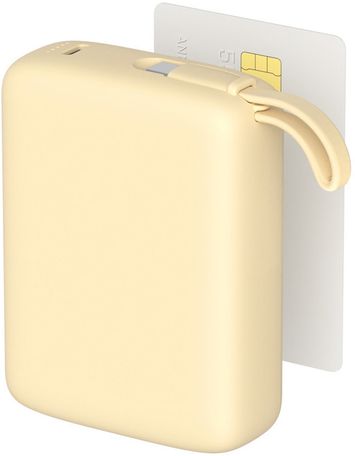 이어맥 울트라 미니 20000mAh PD 22.5W 빌트인 케이블 고속충전 초소형 보조배터리 PBP-003, 옐로우