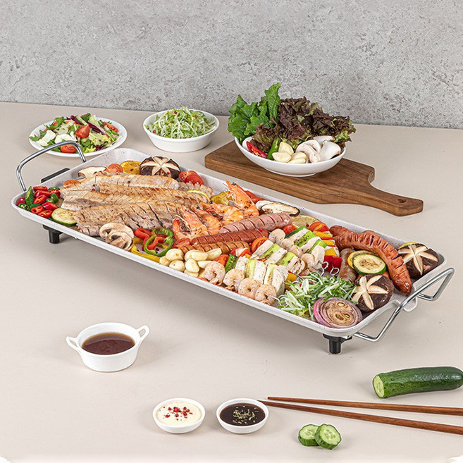 LM 1500W 75cm 대형 사각 와이드 가정용 멀티 전기 그릴 테이블 고기 불판 혼밥 구이팬