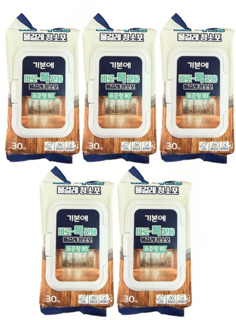 바로톡 전용 물걸레 청소포 80 표준형 30매 5팩