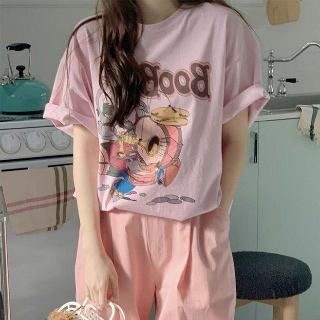 블랑루즈 드럼 버니 캐릭터 반팔 티셔츠