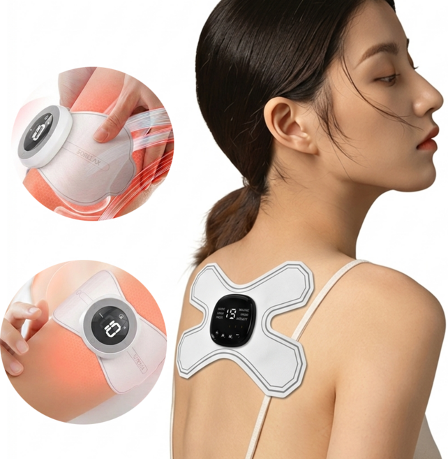 OULUOQI 저주파 마사지기 패드 EMS/TENS 무선 미세전류 마사지기 근육통 완화/근육 뭉침 풀기/온열 혈액순환, 화이트, KRX004