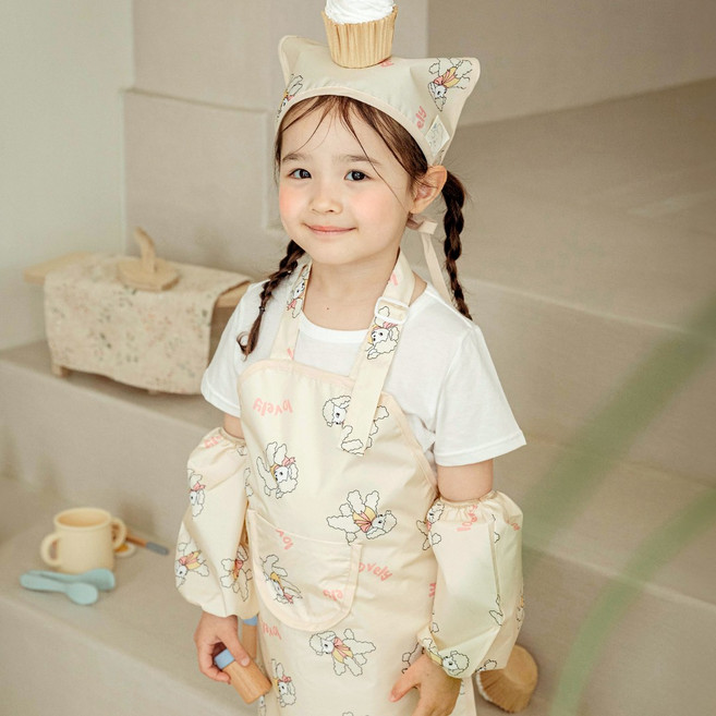 아이주 앞치마 4종셋트 앞치마 + 두건 + 토시 + 지퍼파우치