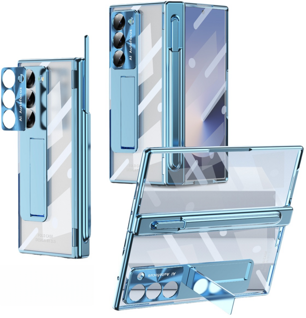 건컴퍼니 갤럭시 Z폴드 7 6 투명 풀커버 휴대폰 케이스 힌지보호 힌지2개 교체 sPen S펜 도금 액정보호필름