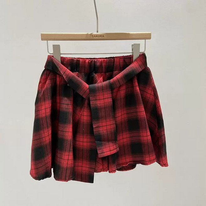 치마바지 봄 여름 여성 빈티지 무난한 언밸런스 치마바지 캐주얼 기질 하이웨스트 와이드 팬츠 YMY