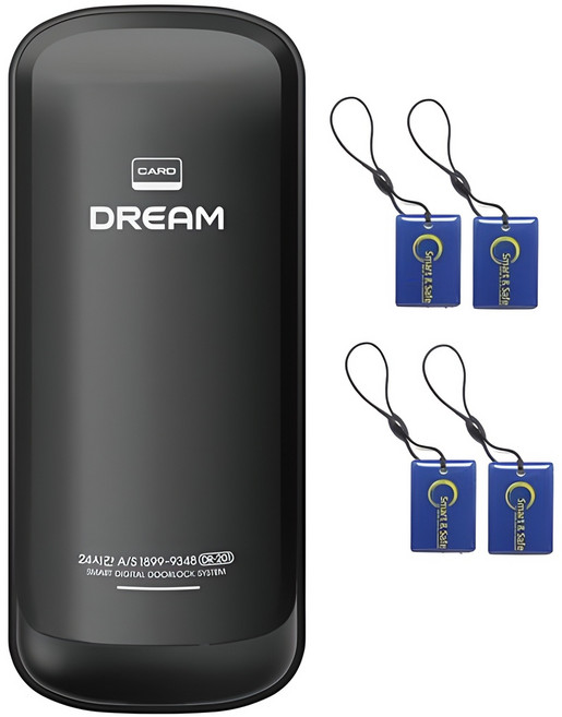 드림록 드림 보조키 손잡이 없음 도어락 DR-201 + 카드키 4p + 건전지 4p 세트, 고객직접설치
