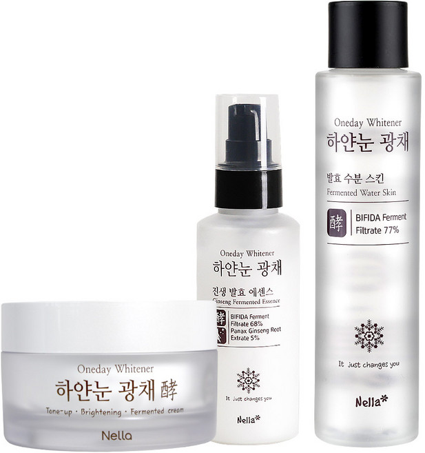 넬라 하얀눈 광채 스킨150ml+에센스100ml+톤업크림50g 스킨케어 3종세트, 1세트