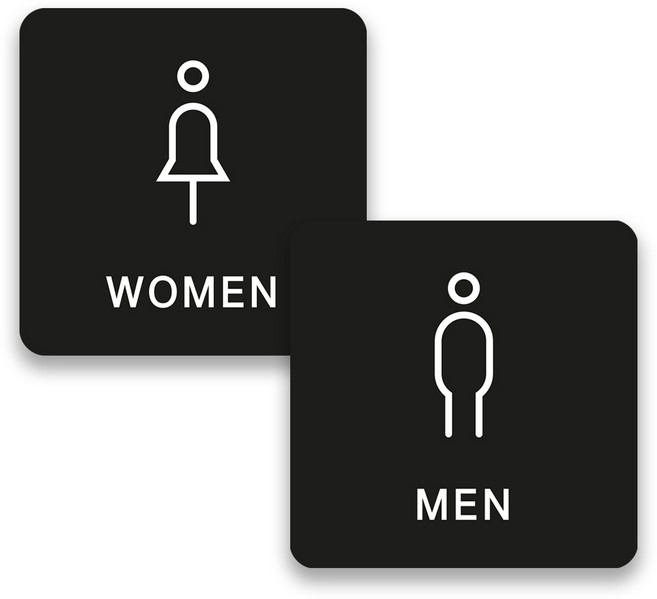 애드몬스터즈 여자 남자 화장실 표찰 표시판 표지판 포맥스 사인 문구 실내 간판 간판 도어 사인 미니 현판 문패 안내판, 1세트, 남자 여자 화장실