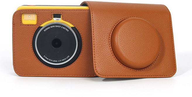 코닥 미니샷 레트로 3 가죽케이스 스트랩 포함 가방 파우치, 1개, C300R, 브라운