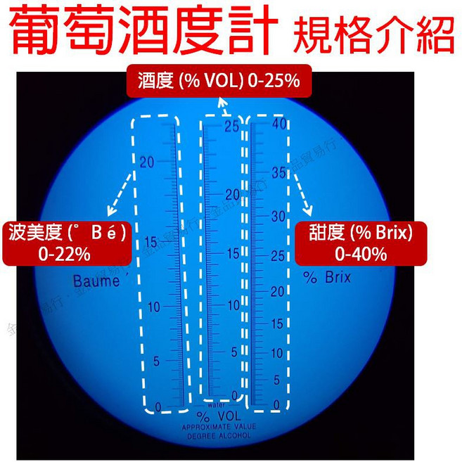 葡萄酒酒精濃度計，酒精比重計，量酒器, 1個, 葡萄酒度計