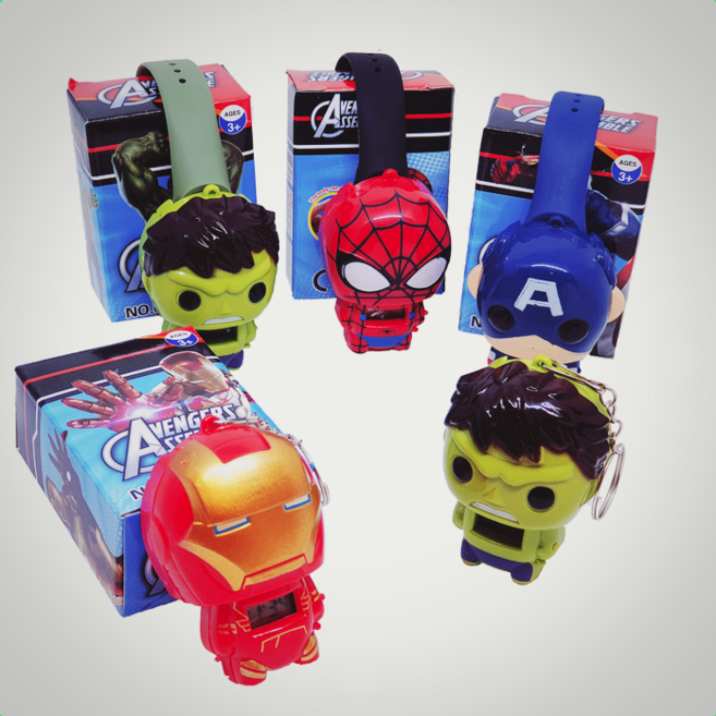 어벤져스 캐릭터 키링겸 시계 장난감 어린이집생일답례선물 남아용선물, 아이언맨, 1개