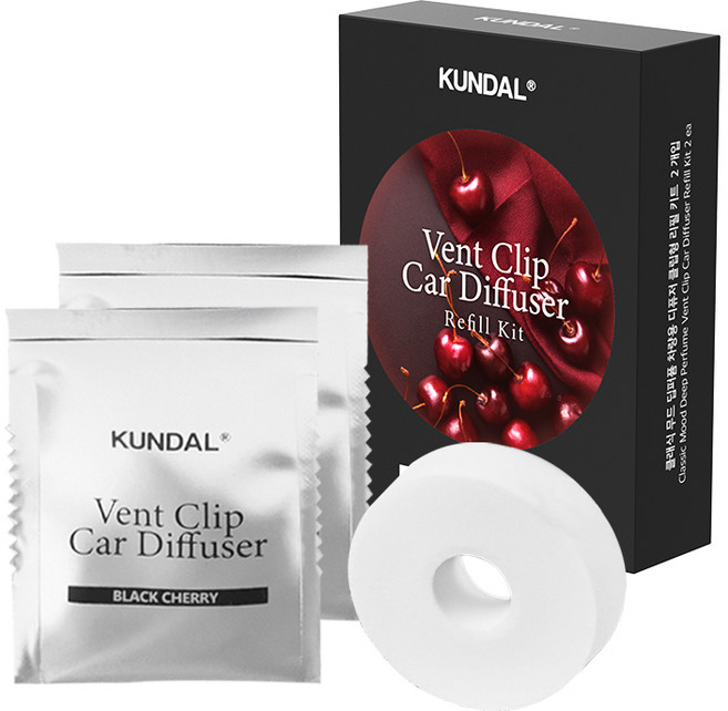 쿤달 클래식 무드 딥퍼퓸 차량용 방향제 클립형 리필키트, 2개, 블랙체리