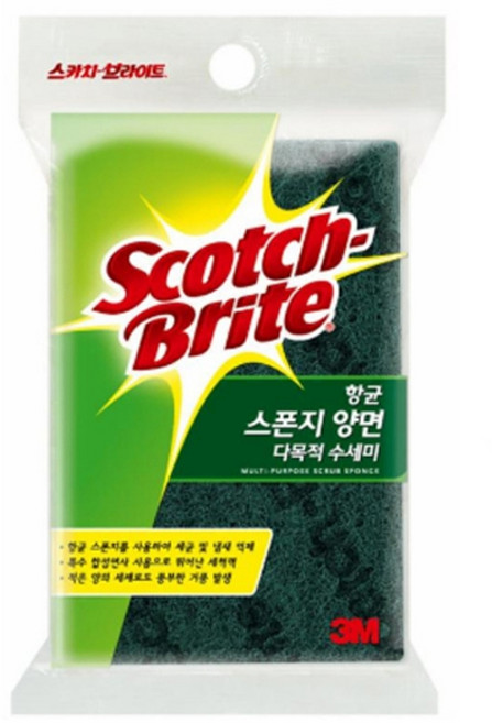 3M 항균 스폰지 양면 다목적 수세미 1개 세균차단 주방 설거지 쑤세미 스카치브라이트