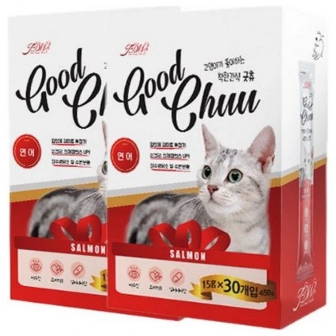 갓펫 굿츄 고양이 간식 30p, 연어맛, 450g, 2개 - 쿠팡