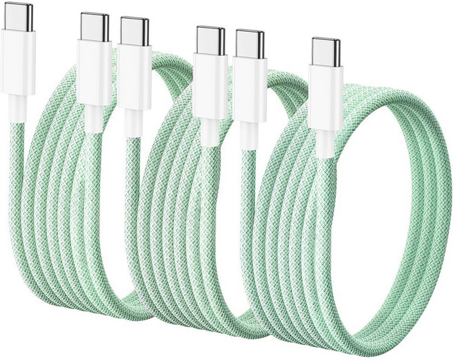 루미아코어 삼성호환 C타입 마카롱 PD 60W c타입고속충전케이블, 그린, 3개, 3m