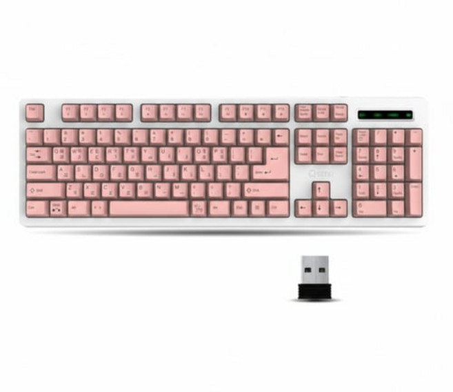 큐센 무선 일반형 키보드 + 키스킨 세트, 퓨어핑크(PINK), SeM_DT45/KEYBOARD
