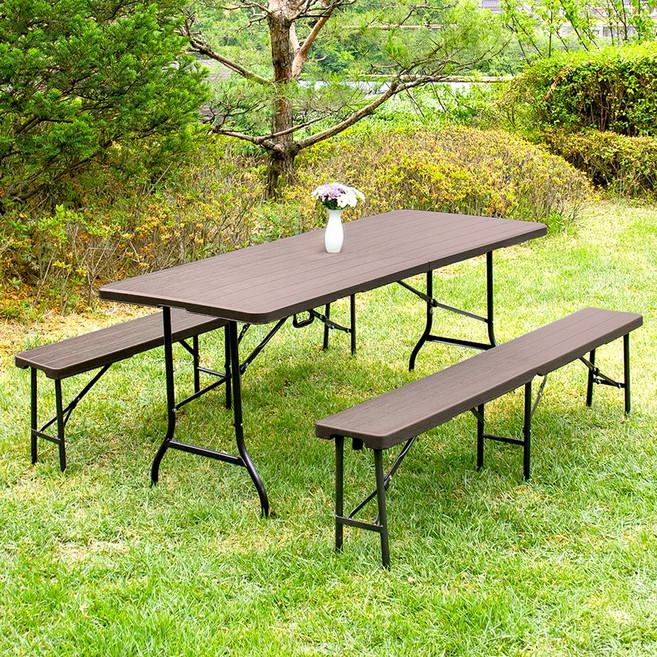 아르망 1800 브로몰딩 접이식 테이블+벤치2개 세트