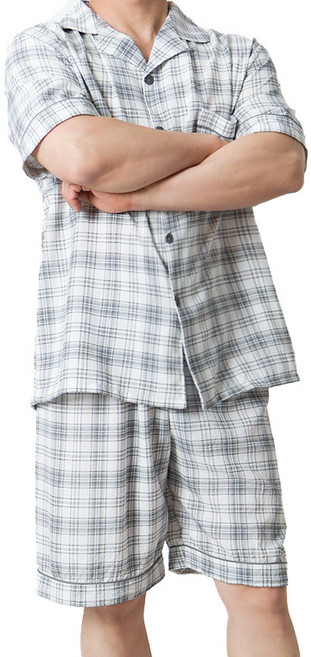 폭스 엠보 시어서커 카라 반팔 잠옷세트 E6 남성용