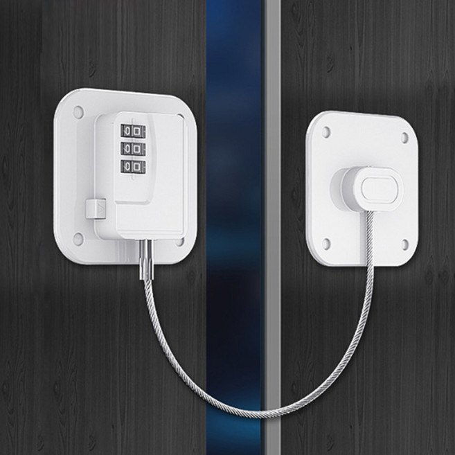 주니톡 무타공 부착형 냉장고자물쇠, 화이트, 1개