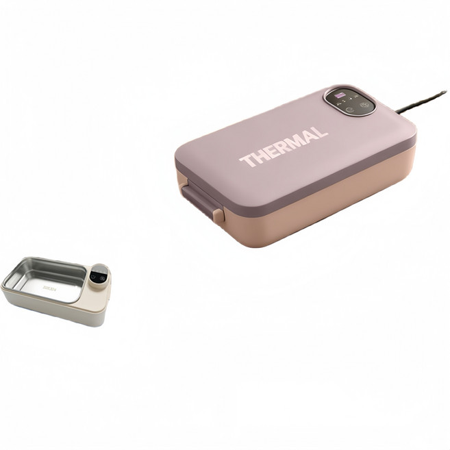 THERMAL 電熱飯盒 免注水加熱便攜式保溫飯盒, 1個, 藕粉色--充電款:內膽304不鏽鋼