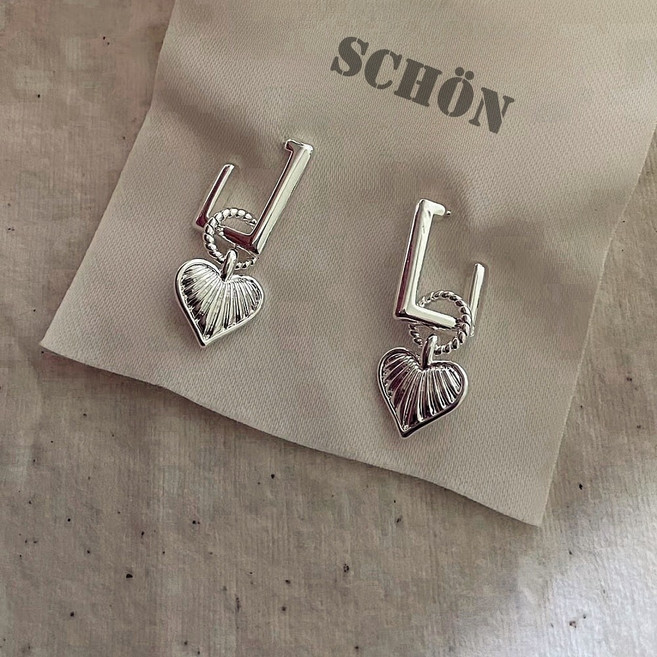 SCHÖN 925純銀愛心吊墜耳環