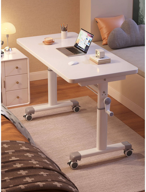 높이조절 책상 모션데스크 수동 이동식 스마트리프트 승강 데스크, (높이조절가능)100x60cm그레이+이동식휠