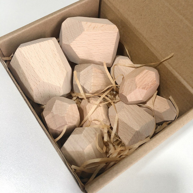 疊石疊疊樂兒童早教益智玩具平衡diy木質大顆粒積木拼搭禮物, 1個, 10粒原木櫸木:1