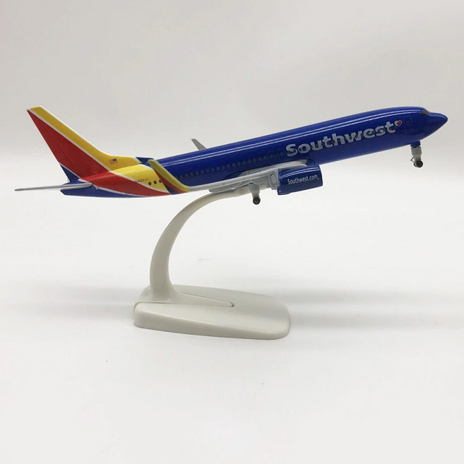 비브랜드 Southwest Airlines 사우스웨스트 항공 보잉 737 20cm 비행기 모형 다이캐스트, 블루, 1개