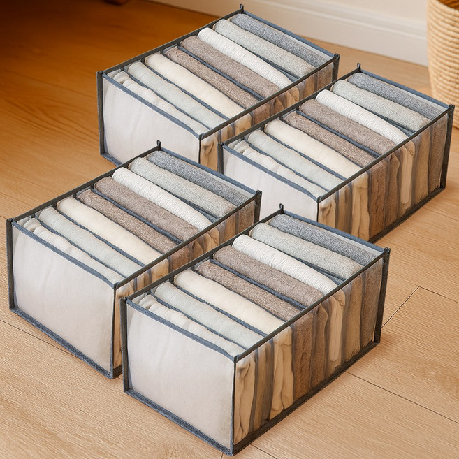 마벨인홈 메쉬 망사 통풍 옷장 수납 구분 보관 옷 정리함 9칸, 4개, 그레이