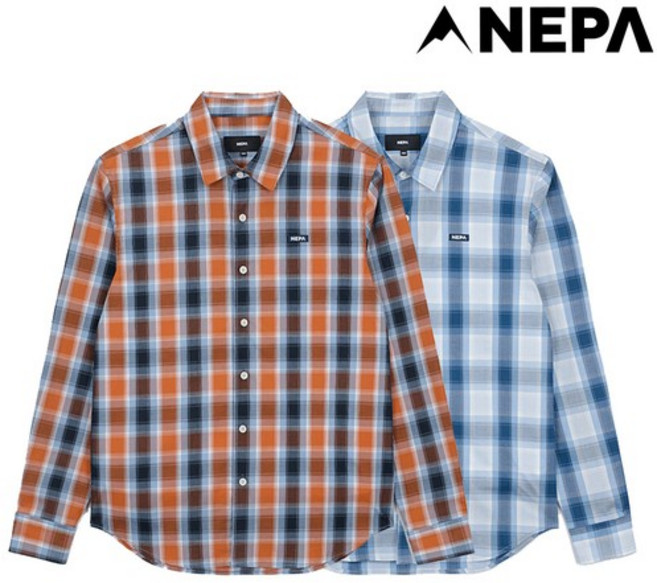 네파 남성 면 체크 긴팔 셔츠 7K11542