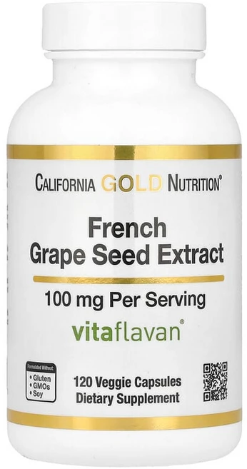 California Gold Nutrition 프랑스산 포도씨추출물 Vitaflavan® 100mg 베지 캡슐 120정 CGN-01194, 1개 - 쿠팡