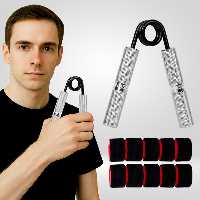 이노셀러 무소음 헤비그립 악력기 소방 경찰 악력기 전완근운동기구, 화이트, 1개