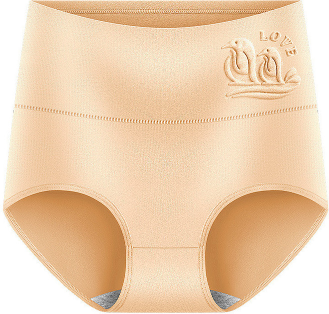 純棉高腰三角內褲 舒適透氣 提臀底褲, 杏色,XL【110-145】