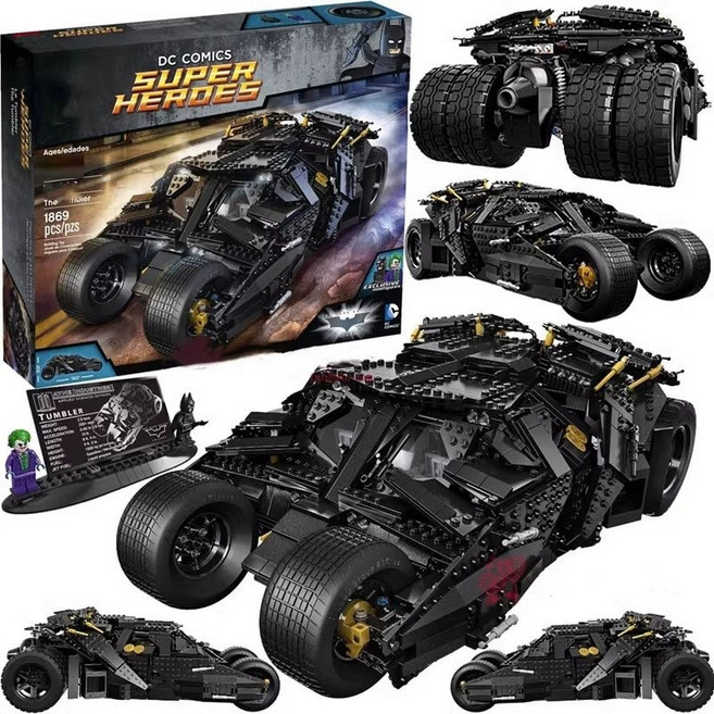 DC 코믹스 슈퍼히어로 배트맨 텀블러 배트카 블록 1869피스 미니피규어 포함, 1개