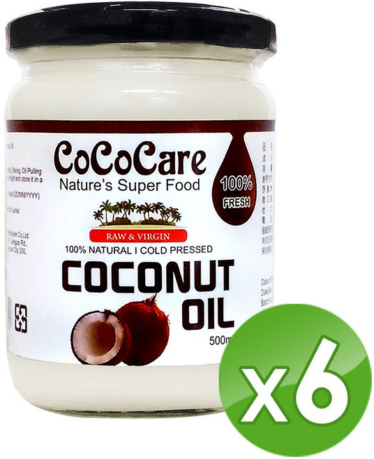 CoCoCare 冷壓初榨椰子油, 500ml, 6罐