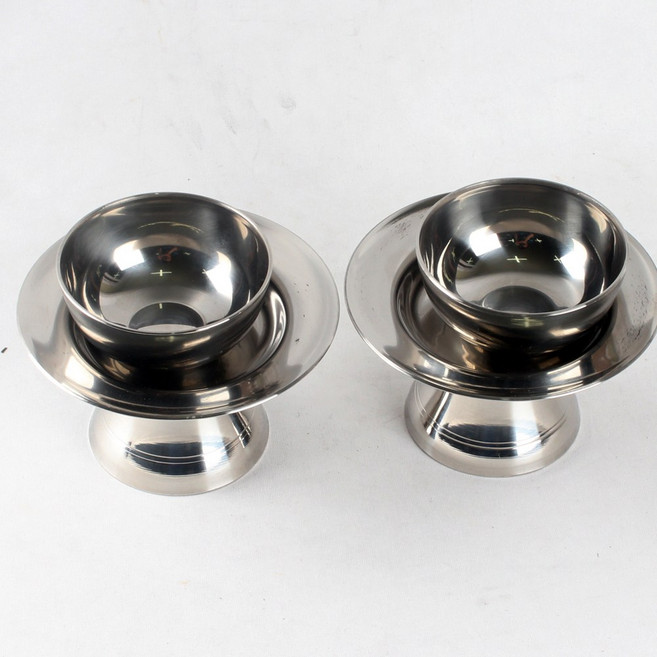 스텐 잔대(잔+받침대)2P 세트 명절 제사 제기 그릇, 2세트