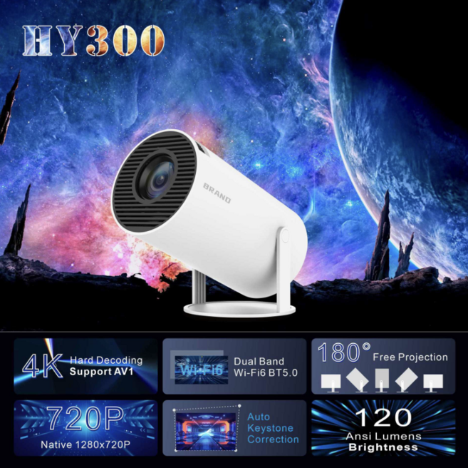 HY300 미니 빔프로젝터 미니 빔 안드로이드 LED 휴대용 와이파이 홈시네마 비머, HY300 (유럽형코드)