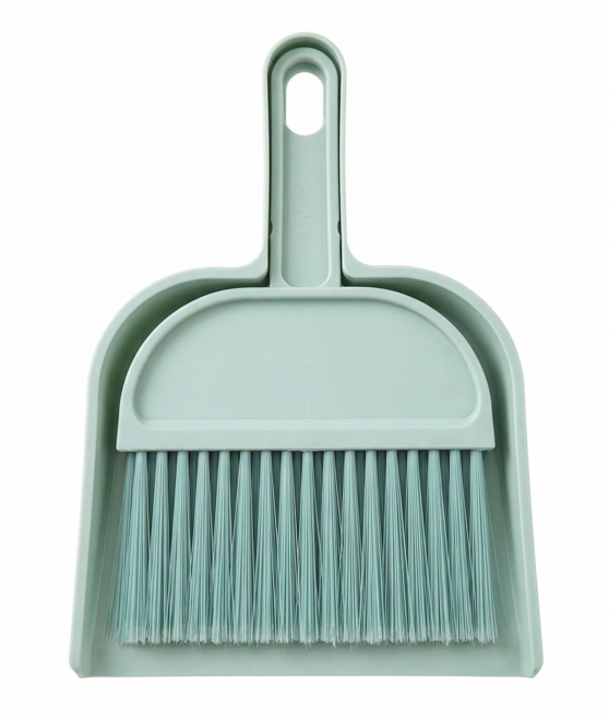 BlueMM 미니 빗자루 쓰레받기 세트 책상 사무실 차량용 청소 파스텔색, 민트, 1개