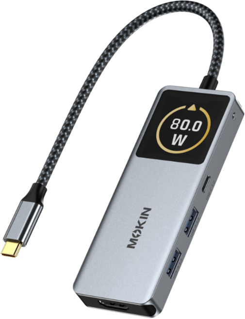 MOKIN 5合1 USB-C Hub PD 100W 充電 4K@60Hz HDMI 5Gbps USB 3.0, 銀色, 1個