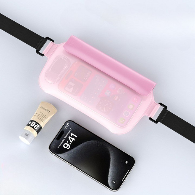 진블리스 프리미엄 투명 러닝 수영 휴대폰 방수팩, 베이비핑크