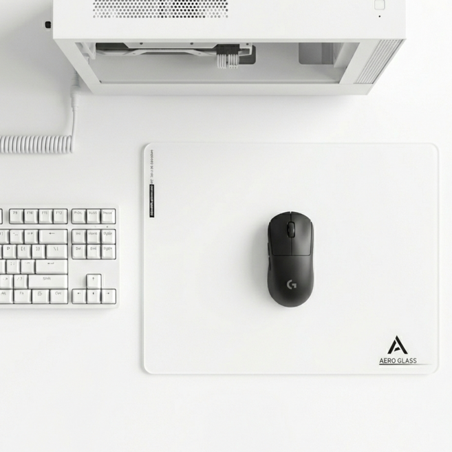AEROGLASS 강화유리 게이밍 글라이드 마우스패드, 1개, 330x360mm
