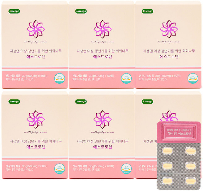 자생앤 여성 갱년기 에스트로텐, 60정, 6개