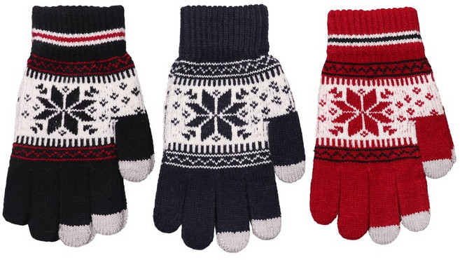 오시요마켓 방한 겨울 스마트 휴대폰 터치 니트 눈꽃 장갑