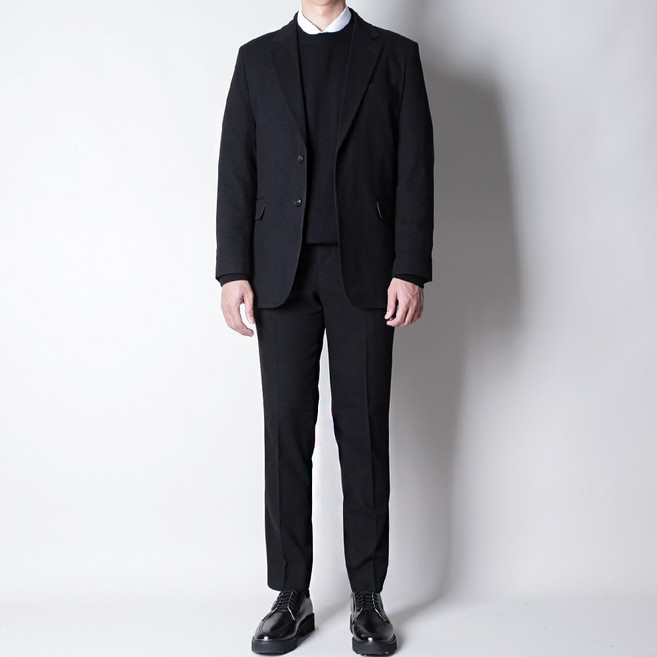 디아웃핏 남성 겨울 울 정장세트 히든 밴딩 수트 캐주얼 기모 면접 결혼식