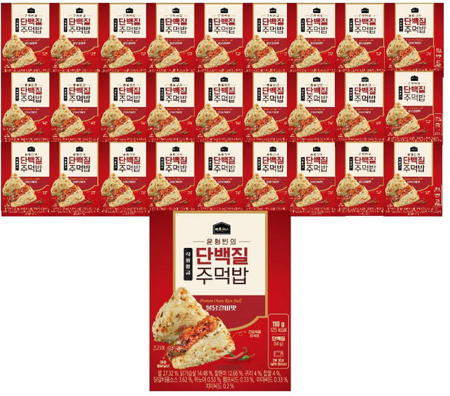 [바로끼니]윤형빈의 직화황금 불닭갈비 단백질 주먹밥, 110g, 27개