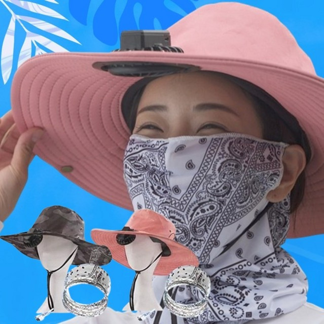 [ TV 홈쇼핑 ] 쌩쌩 신바람 선풍기 모자 아이스 쿨 자외선차단 마스크 쿨링 모자