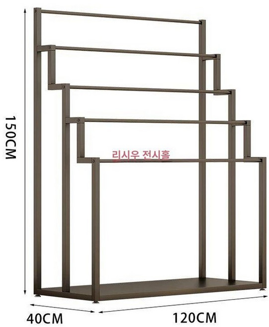 이불 진열랙 거치대 패브릭 담요 150 진열대 선반, 블랙-바닥판 포함 120x40x150