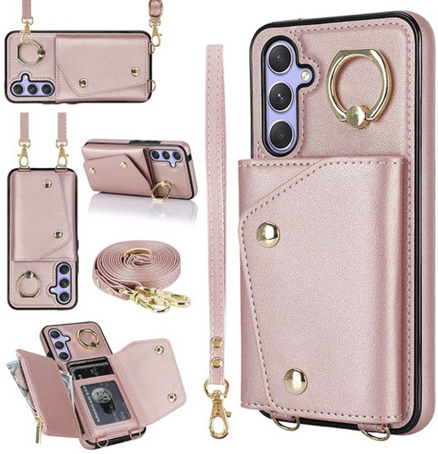 갤럭시A35 5G A356 카드수납 링 목걸이 줄 손목스트랩 지갑 가죽 핸드폰 케이스