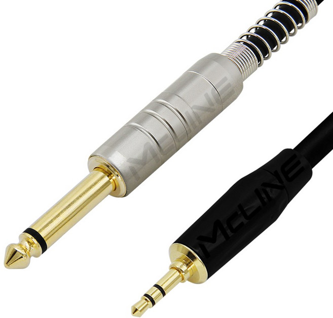 맥라인 스테레오 3.5mm-모노 6.3(5.5) 1/8 to 1/4 오디오 케이블 PC 스마트폰 앰프 믹서 스피커 연결선 McLine MC-HA12, 1개, 1m