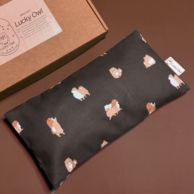 [럭키아울] 복부 찜질팩 선물세트 국산팥 국산원단 세탁가능 허리겸용, 4.포메리안 카카오, 1개